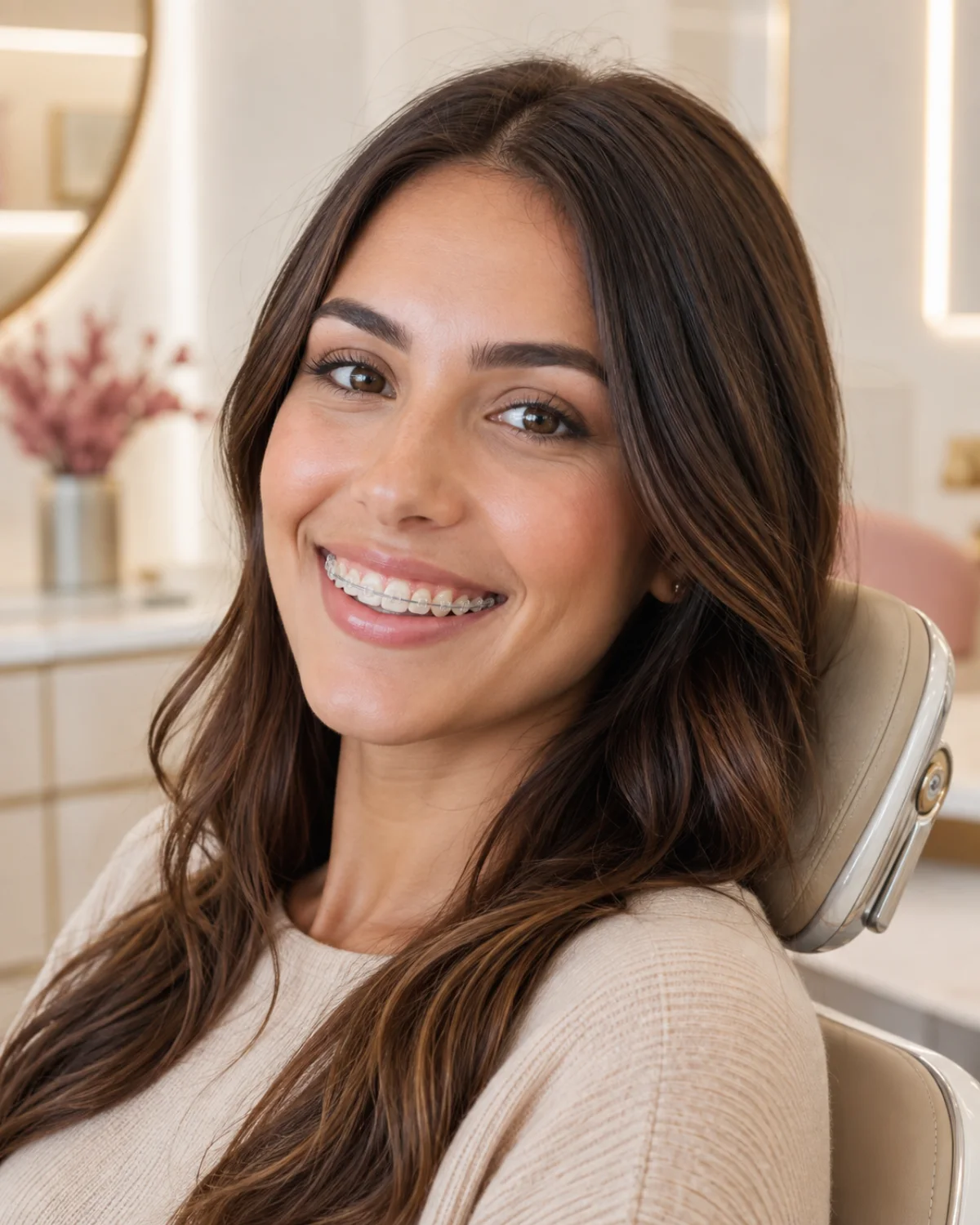 Paciente adulta con ortodoncia estética